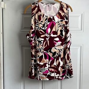 Bar III Burgundy and Pink Floral Tank Top